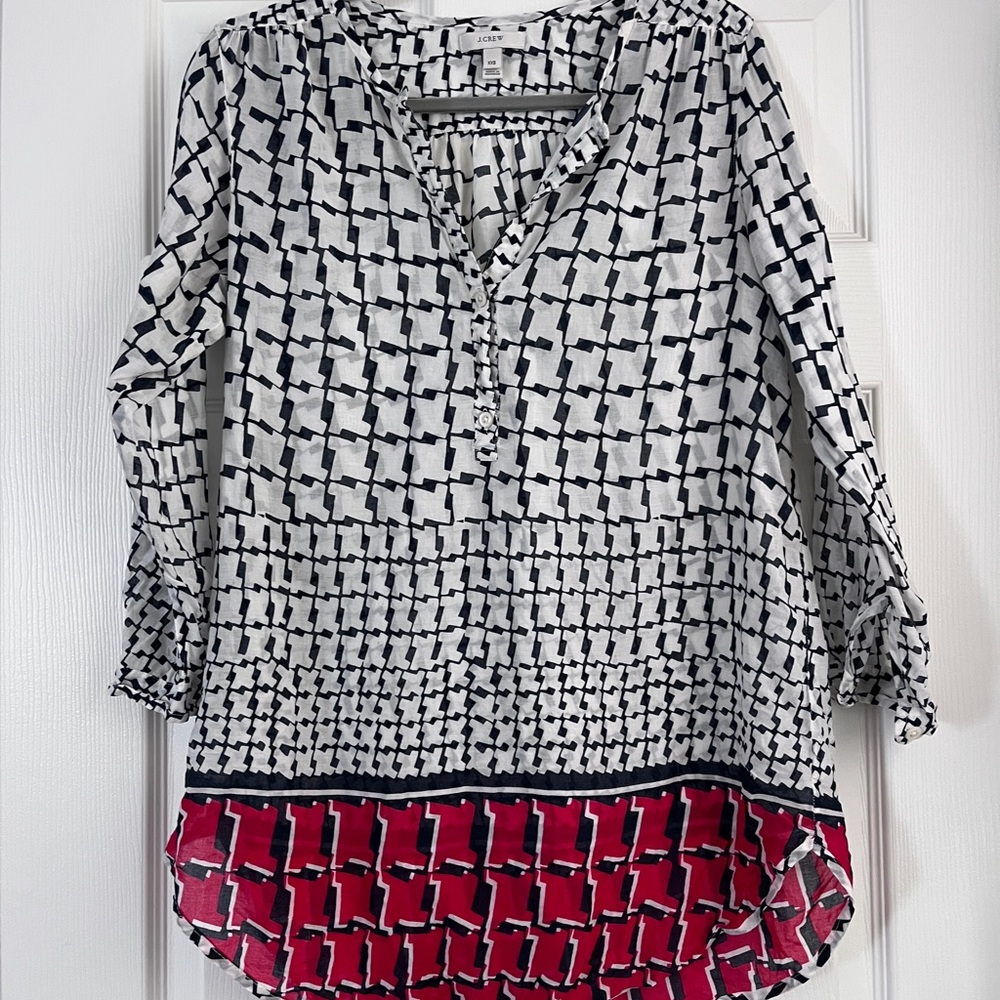 Stylish Navy and White Swim Cover-up with Red Accents